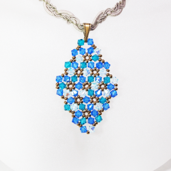 Pendant 40cm - Marissa Rhombus M-Khaki Braid - Pendant 40cm - Laiton bronze